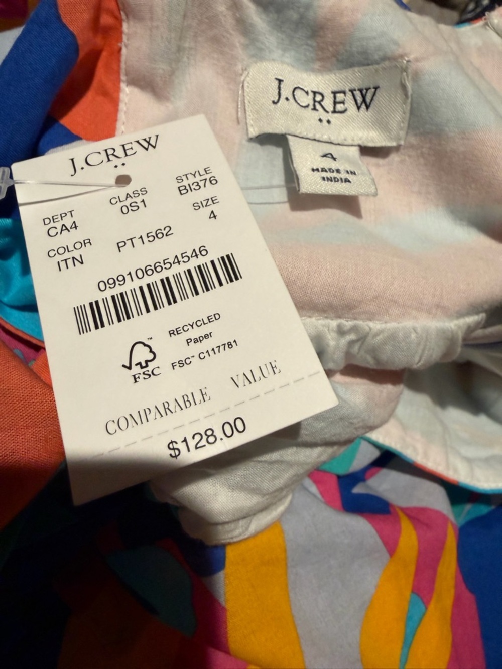 J. Crew Tropical Print Tiered Maxi Dress in Blue, Yellow, Orange & Pink - Picture 6 of 8